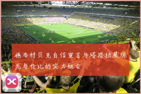 施洛特贝克自信宣言与塔搭档展现无与伦比的实力组合